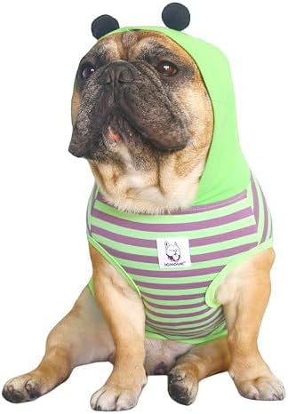 iChoue French Bulldog Halloween Costume Clothes Hoodies Outfit Bee Green, L by IAMAFRENCHIE