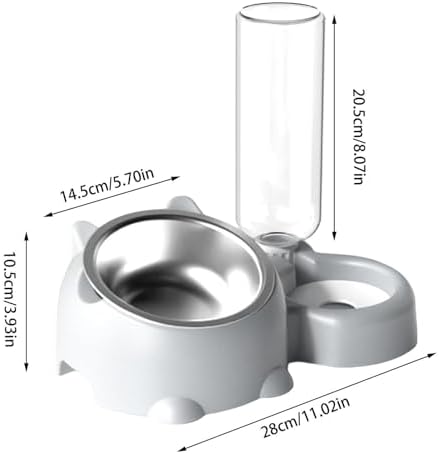Automatic Cat Dog Bowls with Water Dispenser - 15° Tilted Stainless Steel Food & Water Bowl Set, Detachable Leakproof Pet Feeder for Small Medium Pets, Non-Slip Easy Clean Design (PL)
