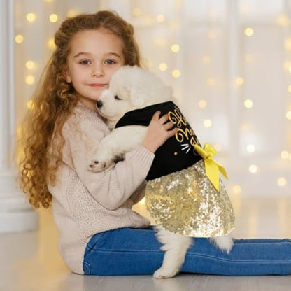 Dog Happy New Year Outfit Dog Dress New Years Pet Costumes for Dogs Funny Puppy Dress with Bow for Small Medium Dogs Girls Cats - Image 3