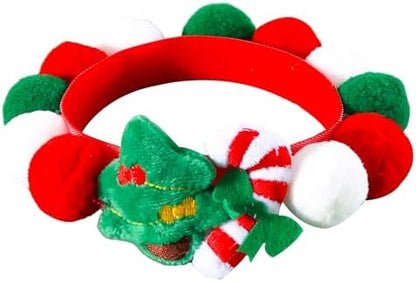 Elegant little tail Dog Christmas Costume 1PC Red Christmas Collar Soft Funny Pet Collars Headgear Adjustable Pom-Pom Headdress Cute Collar for Medium Dog Pet Party Accessories Costume by Elegantlittletail