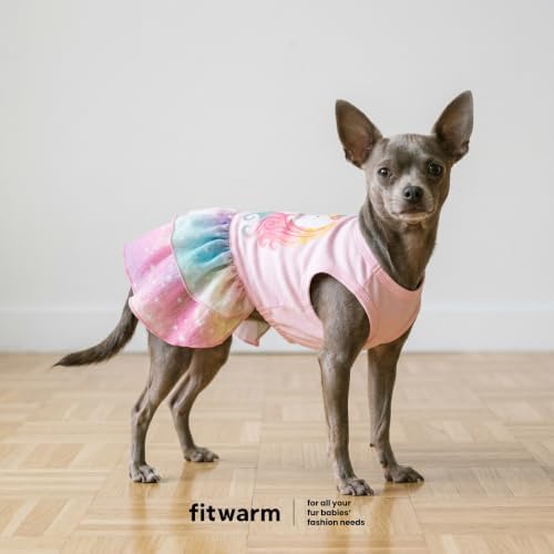 Fitwarm Rainbow Unicorn Dog Tutu Dress, Summer Clothes for Small Dogs Girl, Pet Birthday Outfit, Pink, XS - Image 4