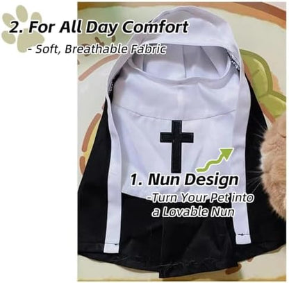 MANON ROSA Cat Halloween Costume, Funny Nun Dress for Cats & Small Dogs, M - Image 4