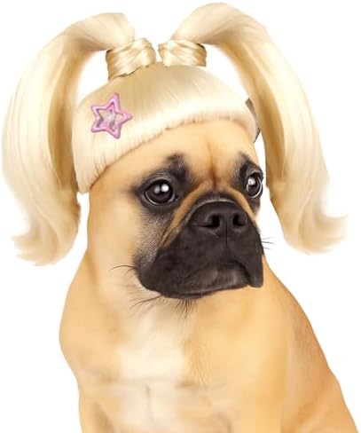 Blond Long Hair Ponytail Funny Pet Wig – Dog Wig for Large Girl Dog –Large Dog Costume for Halloween, Party, Photo Shoots – 3D Natural Look – Fits 15kg-50kg Pets - Image 5
