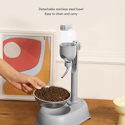 Yosoo Health Gear Pet Automatic Water Feeder Standing Water Dispenser Bowl, 500ml Detachable Adjustable Small Dog Cat Feeding Water Bowl Set, 11 * 7.7 * 15.4 in Automatic Water Food Feeder Bowl Stand