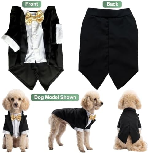 Dog Tuxedo with Bow Tie, Formal Wedding Suit for Small Medium Puppy Dogs - Image 5