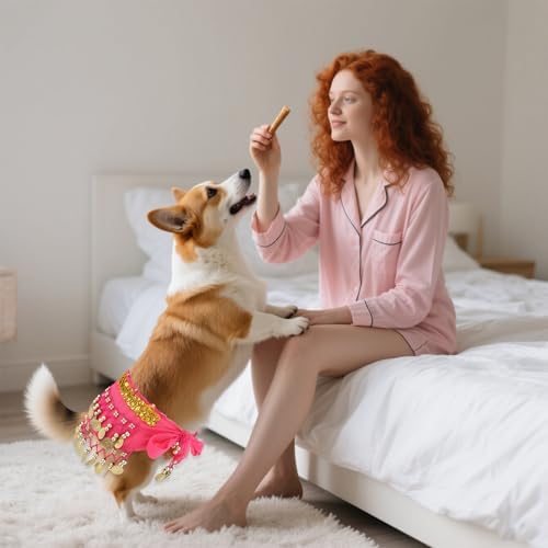 Dog Belly Dancer Skirt, Bling Belly Dance Hip Scarf for Corgis Dog - Image 7