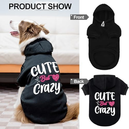 EXPAWLORER Dog Hoodies for Small Medium Large Dogs,Cute But Crazy Black SM - Image 5