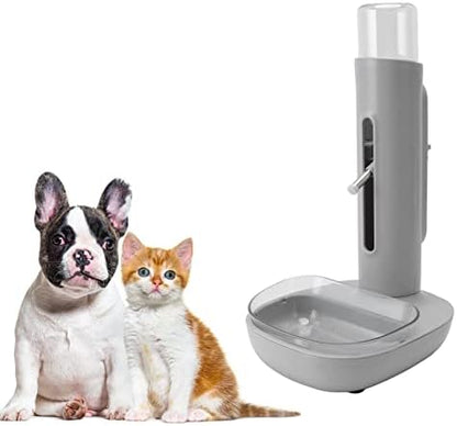 Pet Water Dispenser, Adjustable Height Detachable Dog Water Bowl Bowl Automatic 480ml Bottle Standing Drinking Feeder for Dog Cat