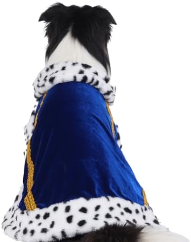 Lovelyshop Royal Velvet Pet Cloak with Fur Trim for Cats & Dogs, Blue, L - Image 2