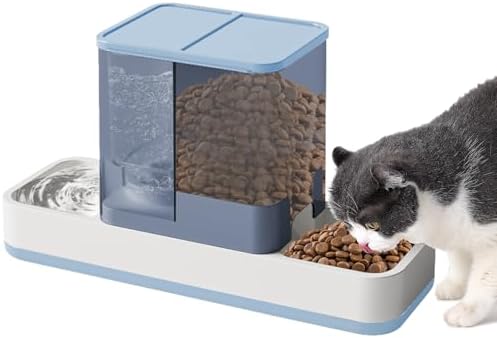 Yummy Sam Automatic Small Pet Feeder and Water Dispenser, Blue