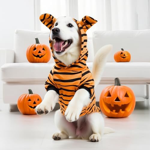 Halloween Dog Tiger Costume, Tigger Cat Hoodie with Tail and Ears - Image 4