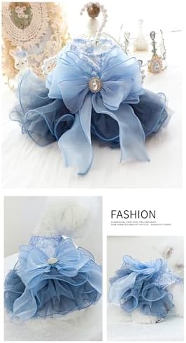 Fashion Sweet Puppy Dog Blingbling Princess Skirt Pet Dog Lace Cake Camisole Tutu Dress E-Navy XS - Image 4