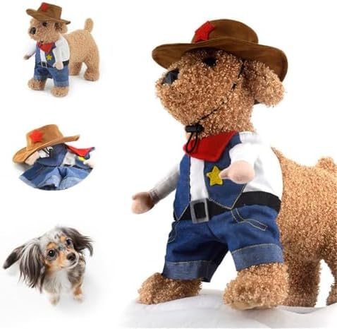 Hotumn Cowboy Dog Costume with Hat - Cat & Small Dog(S) Halloween Costume - Image 5