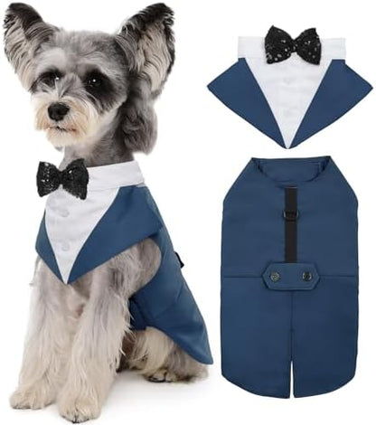 Kuoser Dog Tuxedo, Dog Suit and Bandana Set, Dogs Costume with D-Ring by Kuoser