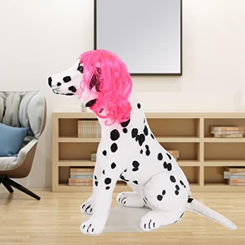 Funny Dog Cat Cosplay Wig, Pet Wigs for Halloween, Christmas, Parties, Festivals, Dog Wigs for Small Medium and Large Dogs（Rose Red Long Curly Hair） - Image 5