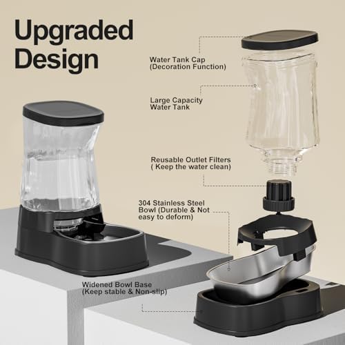 Automatic Dog Water Dispenser, Stainless Steel Bowls Feeder, 100% BPA-Free