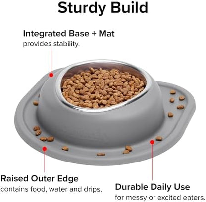 WeatherTech Single Low Pet Feeding System w/Plastic Dog/Cat Bowls - 96 oz (12 Cups) Light Grey (PSL9603LG)