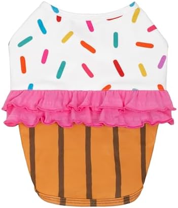 Fitwarm Halloween Dog Cupcake Costume, Funny Clothes for Small Dogs Girl, Pet Birthday Outfit, White, Pink, Brown, Medium by Fitwarm