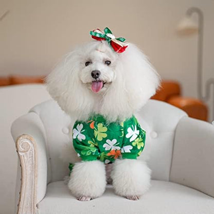 CuteBone Clover St.Patrick's Day Small Dog Pajamas Soft Puppy Pjs Fleece Stretchy Onesie Cat Clothes for Daily Wear P275XS - Image 5