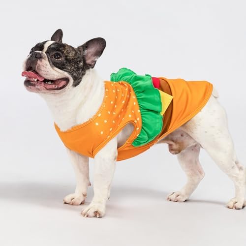 Fitwarm Halloween Dog Hamburger Costume, Funny Clothes for Small Dogs Boy Girl, Pet Fast Food Outfit, Orange, XS - Image 4