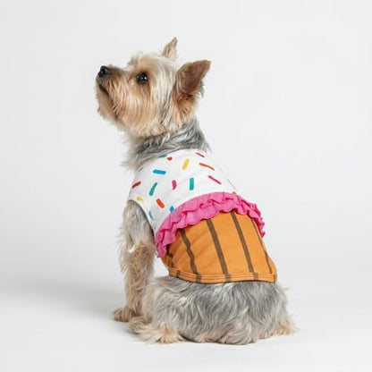Fitwarm Halloween Dog Cupcake Costume, Funny Clothes for Small Dogs Girl, Pet Birthday Outfit, White, Pink, Brown, Medium - Image 3