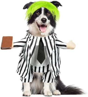 DELIFUR Dog Halloween Funny Costume - Pet Adorable Fantacy Clothes Cat Cosplay Apparel Dress Up for Medium Dog Funny Outfit Adjustable (Suit, Large) by DELIFUR
