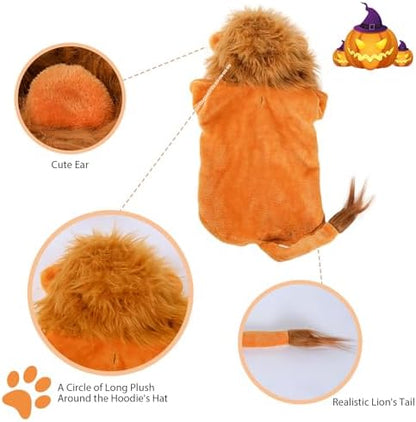 DELIFUR Dog Halloween Lion Costume - Adorable Pet Dress Up Clothes Animal Warmth Cosplay Holiday Coat for Large Dog Funny Outfit Comfort (Orange Lion, XX-Large) - Image 3