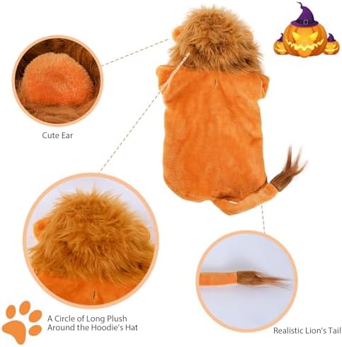 DELIFUR Dog Halloween Lion Costume - Adorable Pet Dress Up Clothes Animal Warmth Cosplay Holiday Coat for Medium and Large Dog Funny Outfit Comfort (Orange Lion, X-Large) - Image 3