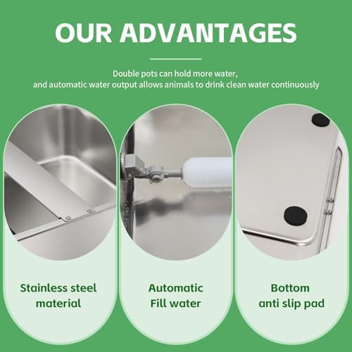 Dog Water Bowl Dispenser Automatic Water Feeder 13.5L/3.5Gal Stainless Steel Extra Large Waterer for Pets Water Feeder for Livestock Animals