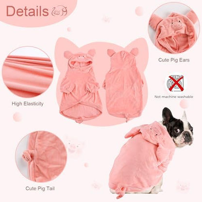 NACOCO Halloween Pig Dog Costume - Pet Christmas New Year Hoodie Warm Party Coat Outfit for Small and Medium Cat Dog Clothes(Pink Pig,S) - Image 2