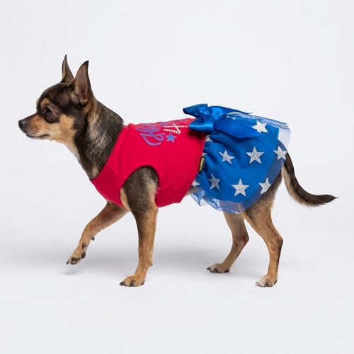 Fitwarm Happy 4th of July Dog Tulle Dress, Patriotic Dog Clothes for Small Dogs Girl, Red and White Star Pet Outfit, Red, Royal Blue, Large - Image 5