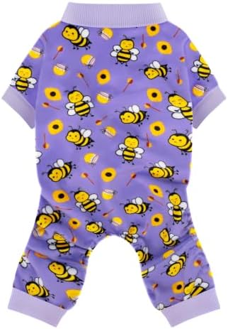 Paiaite Dog Pajamas Onesie: Comfortable Four-Legged Apparel for Small, Medium, & Large Dogs, Polyester Material for Comfort, Wrinkle Resistance, Moisture Wicking, Stretchiness Cute Bee Purple 2XL by Paiaite
