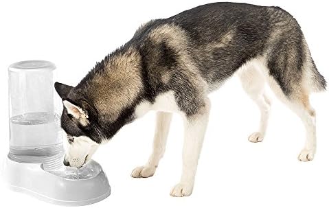 Ferplast Dispenser Food or Water for Large Dogs AZIMUT 5500 pet Dispenser 5,5 Liter Feeder for Dry Food Water, Robust Plastic, Non-Slip Bottom, 23 x 41 x h 37,5 cm White
