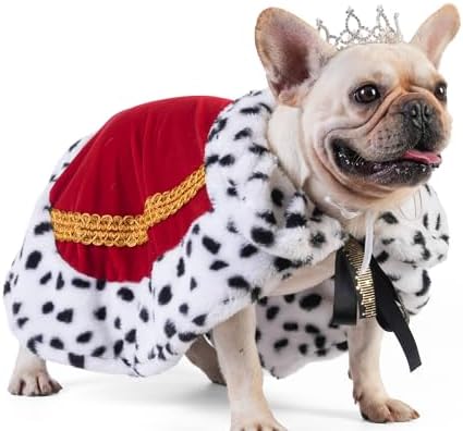 Lovelyshop Royal Pet Costume, Red Velvet Cloak & Silver Pearl Crown, M by Lovelyshop