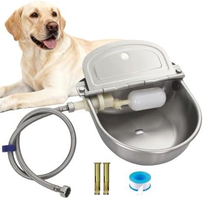 Stainless Steel Automatic Livestock Waterer with Float Valve & Water Hose