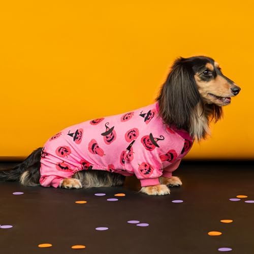 Fitwarm Halloween Jack O Lantern Dog Pajamas, Funny Costumes for Small Dogs Girl, Pet Outfit, Pink, Black, Large - Image 2