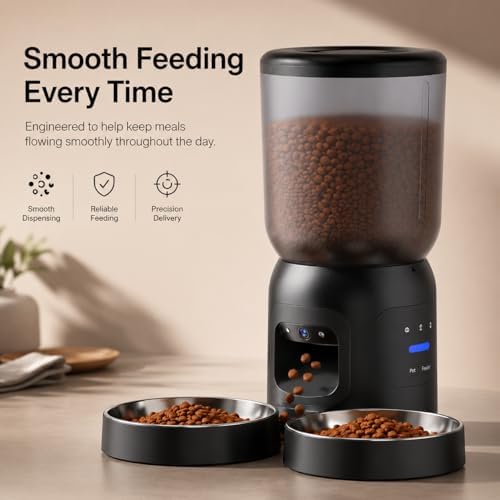 Automatic Cat Feeder with Camera, Dual Bowl 6L WiFi Pet Feeder