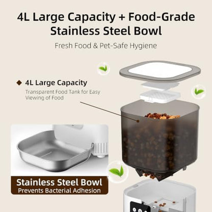 Automatic Cat Feeder, 4L Pet Feeder, Cat Dog Food Dispenser, Auto Feeder