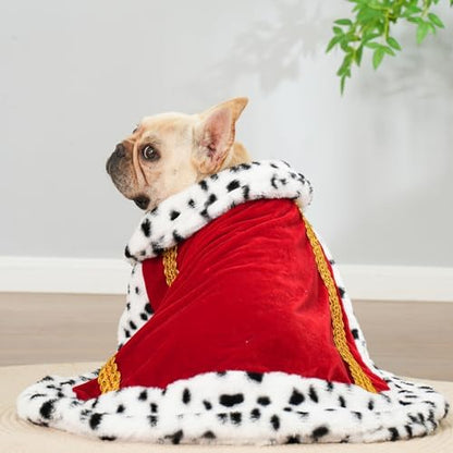 Lovelyshop Royal Velvet Pet Cloak with Fur Trim for Cats & Dogs, Red-M/Oversize - Image 2