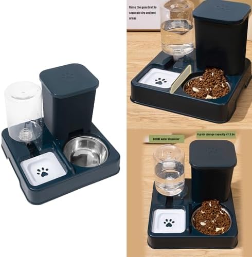 Automatic Pet Feeders and Water Dispenser, Small Pet Feeder and Waterer, with Removable Stainless Steel Bowl, for Cats & Dogs