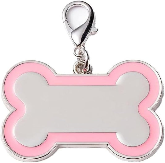 Double-Sided Personalized Dog Tags for Pets - pet ID tag, Laser Engraved Dog tag, Name tag for Dog Collar, Dog Tags for Large Dogs (Pink, Bone-Shaped-Large)