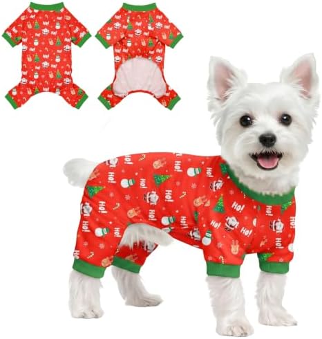 Dog Christmas Pajamas for Small Medium Dog Christmas Pjs Dog Onesie Cute Soft Breathable Puppy Pet Stretchy Dogs Recovery Suit for Boy Girl-XL by Ruirichfun