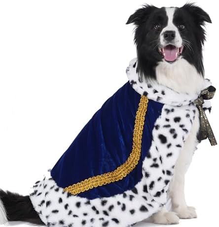 Lovelyshop Royal Velvet Pet Cloak with Fur Trim for Cats & Dogs, Blue, L by Lovelyshop
