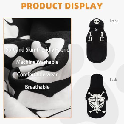 KOOLTAIL Halloween Dog Skeleton Costume, Glow in the Dark Dog Hoodie Outfit - Image 6