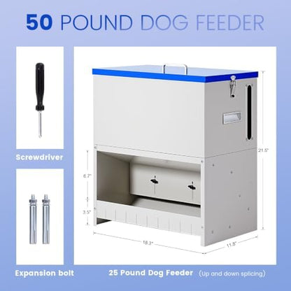 50lbs Automatic Dog Feeder Large Breed, Outdoor Gravity Dog Feeder
