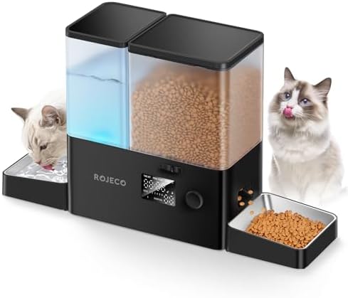 ROJECO Automatic Cat Feeder and Water Dispenser,8.5L Timed Cat Feeder