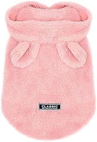 Easter Dog & Cat Outfit - Bunny Ears Hoodies, Fleece Puppy Clothes, Warm Dog Sweatshirt & Cat Costume (Large, Pink) - Image 2