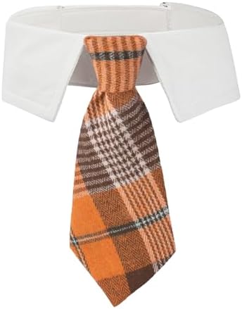 ADOGGYGO Fall Dog Neck Tie, Plaid Thanksgiving Dog Tuxedo Costume, Large by ADOGGYGO