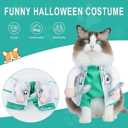 DELIFUR Dog Halloween Dentist Costume - Pet Doctor Dress Up Costume Funny Apparel Uniform Adjustable Doctor Cosplay Outfit for Small Medium Dog (Large) - Image 2