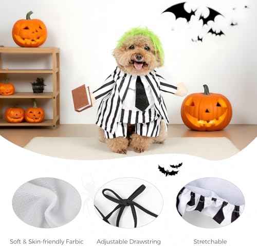DELIFUR Dog Halloween Funny Costume - Pet Adorable Fantacy Clothes Cat Cosplay Apparel Dress Up for Small Medium Dog Funny Outfit Adjustable (Suit, Medium) - Image 3